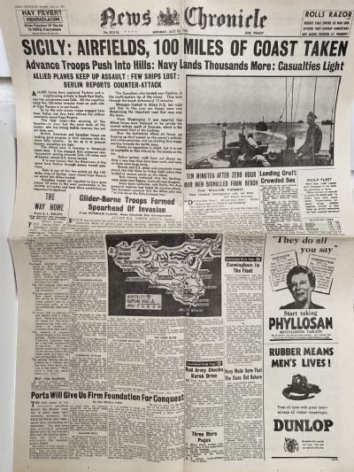 OLD WARTIME NEWSPAPER: News Chronicle, Monday 12th July 1943