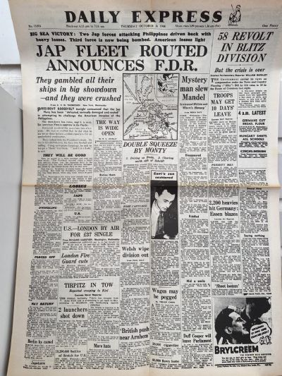 OLD WARTIME NEWSPAPER: Daily Express, Thursday 26 October 1944
