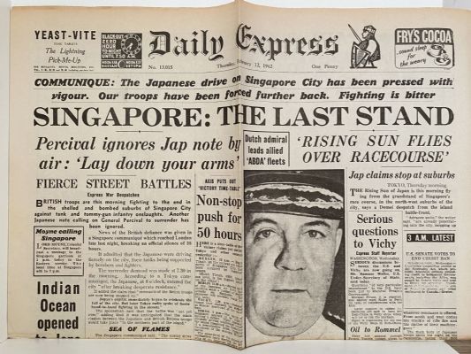 OLD WARTIME NEWSPAPER: Daily Express, Thursday 12th February 1942