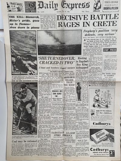 OLD WARTIME NEWSPAPER: Daily Express, Saturday 31st May 1941