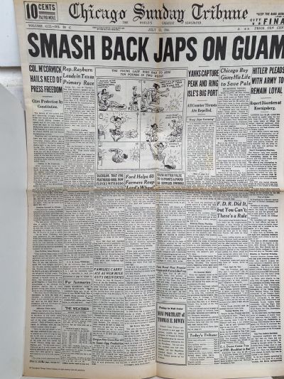 OLD WARTIME NEWSPAPER: Chicago Sunday Tribune, 23rd July 1944