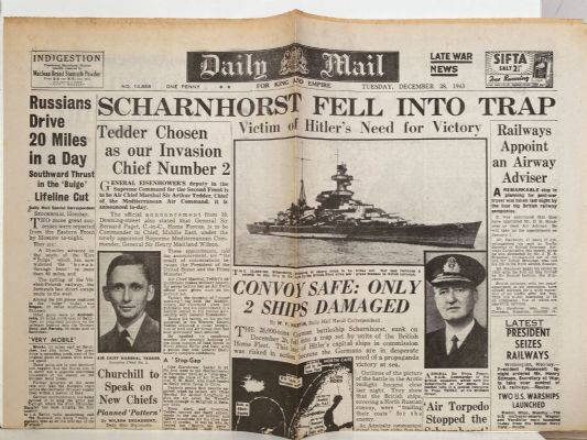 OLD WARTIME NEWSPAPER: Daily Mail, Tuesday 28th December 1943