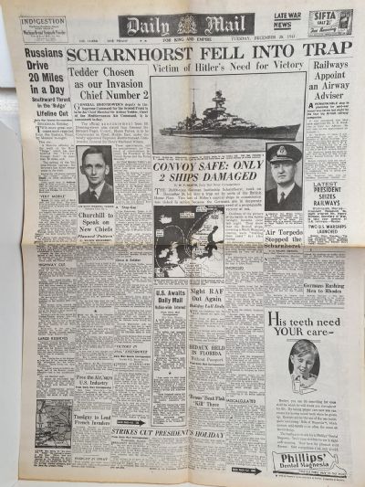 OLD WARTIME NEWSPAPER: Daily Mail, Tuesday 28th December 1943