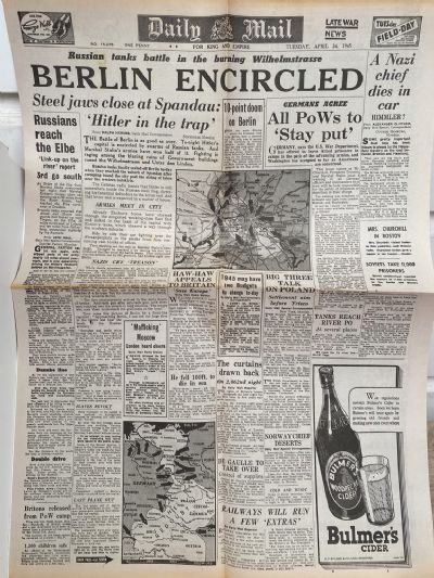 OLD WARTIME NEWSPAPER: Daily Mail, Tuesday 24th April 1945