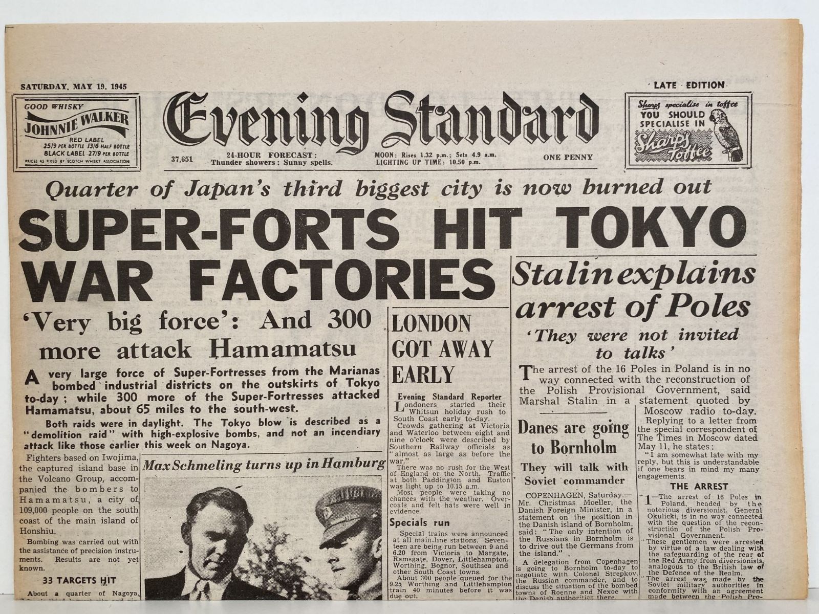 OLD WARTIME NEWSPAPER: Evening Standard, Saturday 19th May 1945