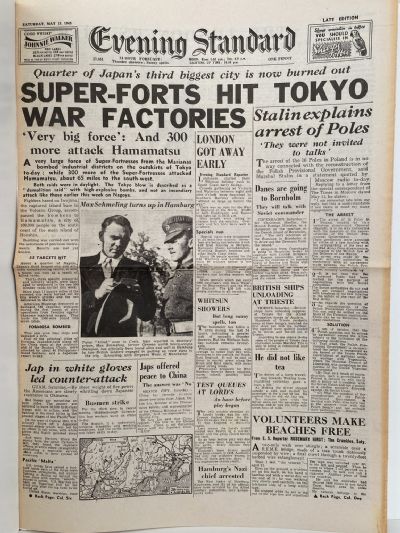 OLD WARTIME NEWSPAPER: Evening Standard, Saturday 19th May 1945