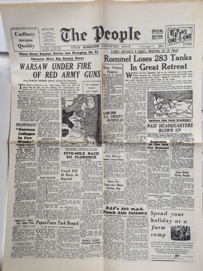 OLD WARTIME NEWSPAPER: The People, Sunday 30th July 1944