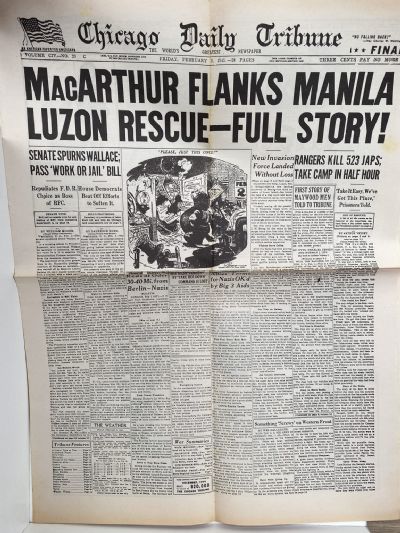 OLD WARTIME NEWSPAPER: Chicago Daily Tribune, Friday 2nd February 1945