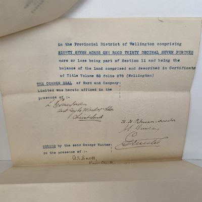 PROPERTY SALE AGREEMENT: Harbour District, Wellington 1916