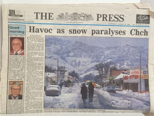 OLD NEWSPAPERS: from Christchurch - The Big Snow, August 1992