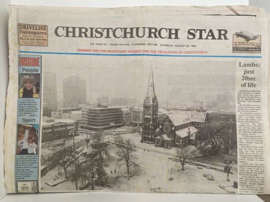 OLD NEWSPAPERS: from Christchurch - The Big Snow, August 1992