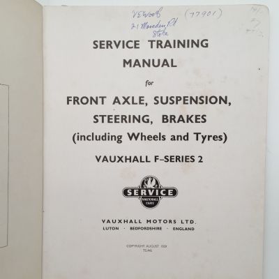 VAUXHALL F - Series 2 Service Training Manual - Axle / Suspension / Steering / Brakes