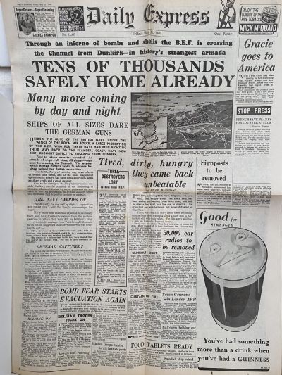OLD WARTIME NEWSPAPER: Daily Express, Friday 31st May 1940