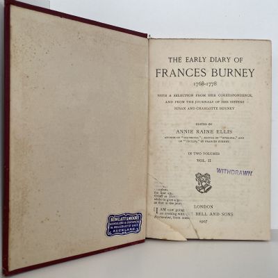 THE EARLY DIARY OF Frances Burney 1768-1778