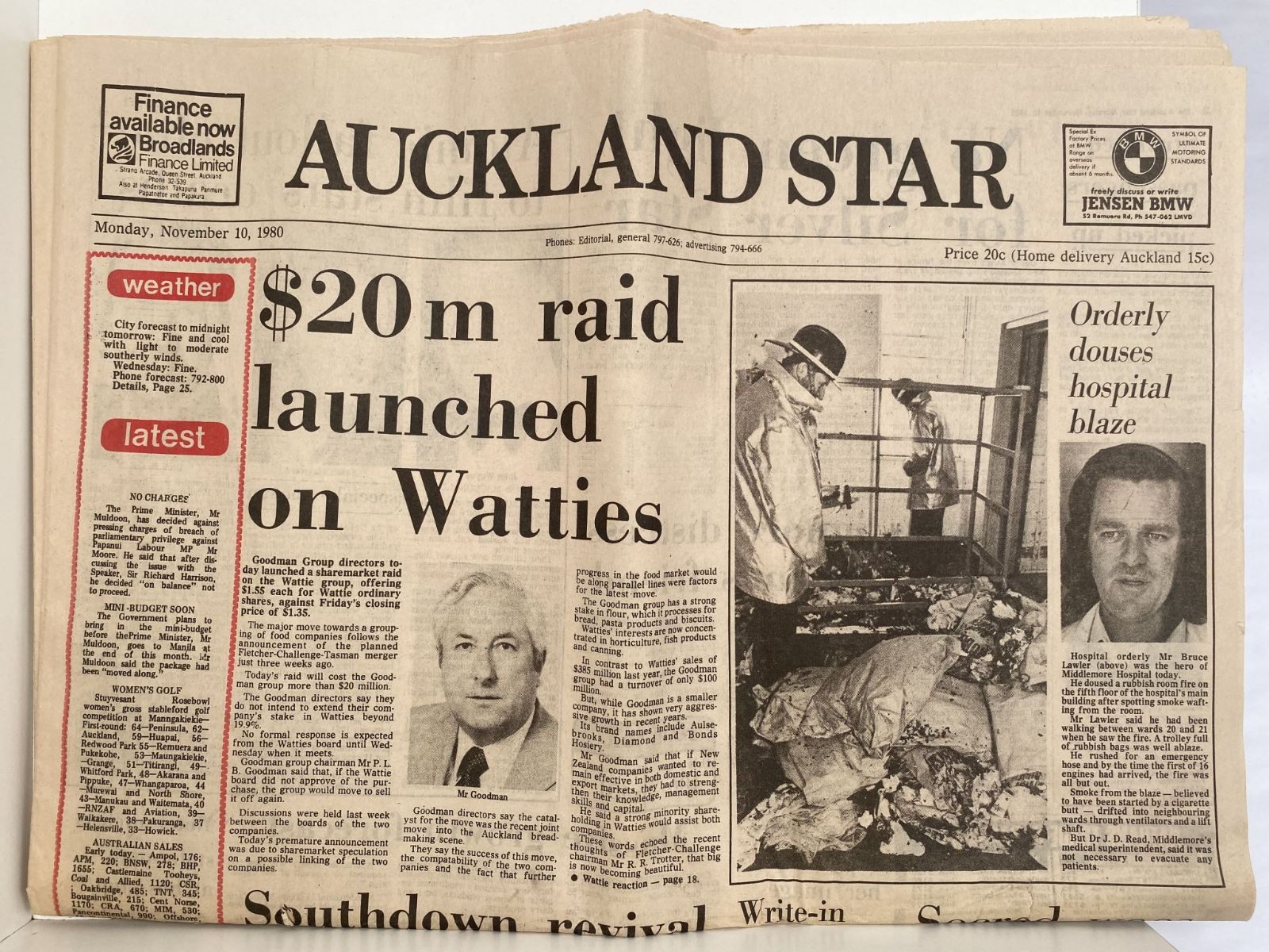 OLD NEWSPAPER: Auckland Star - 10 November 1980