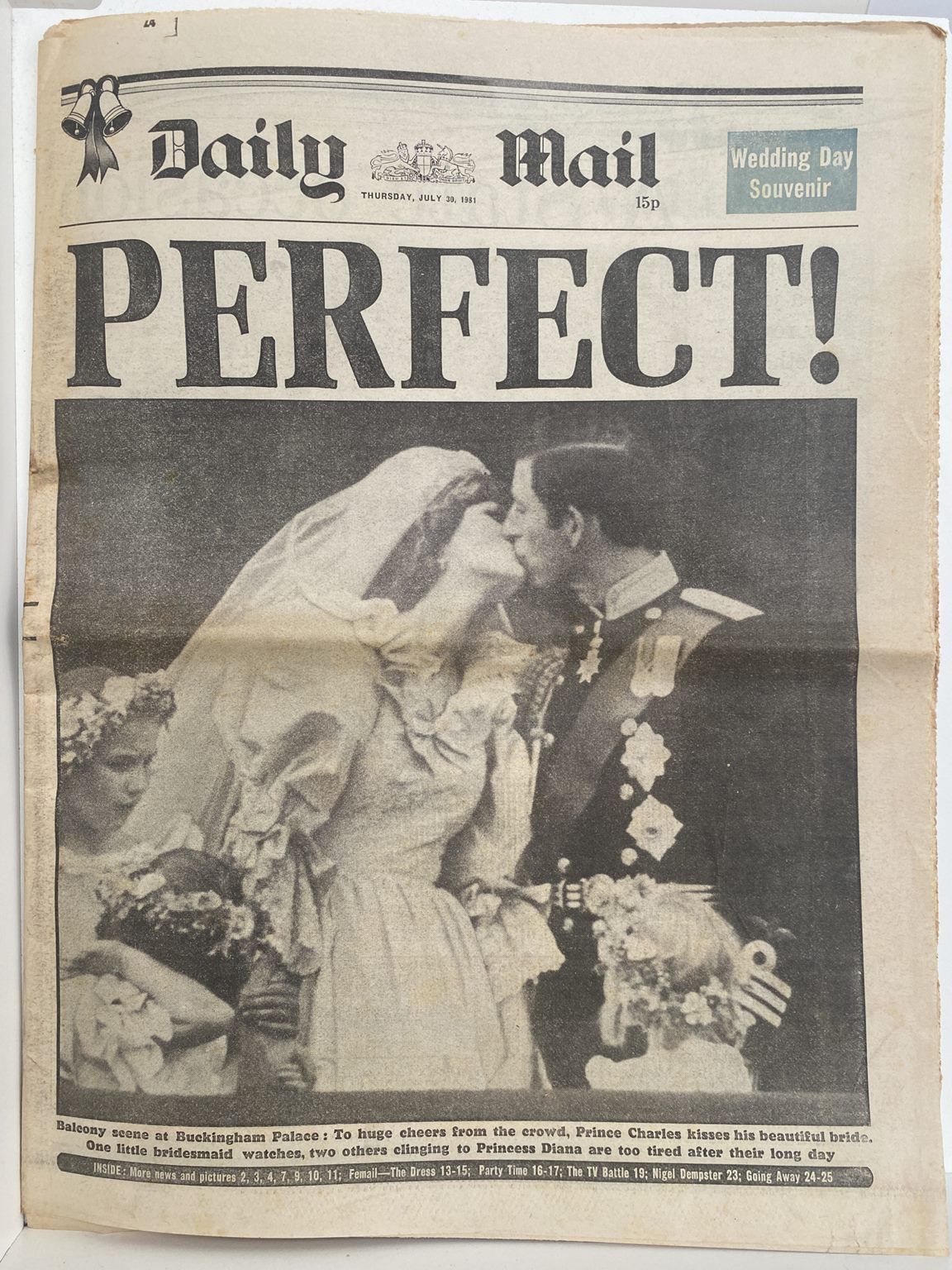OLD NEWSPAPER: Daily Mail, 30 July 1981 - Charles and Diana Royal wedding