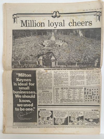 OLD NEWSPAPER: Daily Mail, 30 July 1981 - Charles and Diana Royal wedding