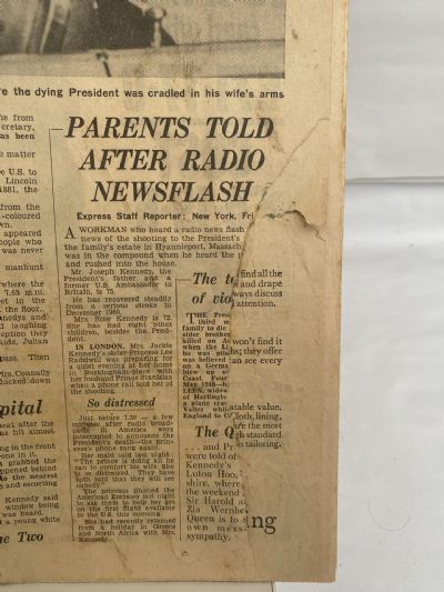 OLD NEWSPAPER: Daily Express, 23 November 1963 - J F Kennedy Assassinated
