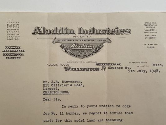 OLD LETTERHEAD: Aladdin Industries Pty Ltd, Wellington 1948 