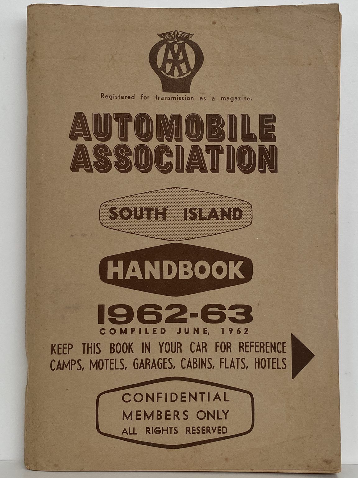 Automobile Association SOUTH ISLAND 1962-63