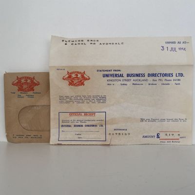 OLD INVOICE / RECEIPT: from Universal Business Directories 1956 