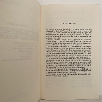 DUNEDIN TEACHERS COLLEGE: Centennial Register of Students 1876 - 1975
