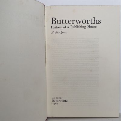 BUTTERWORTHS: History of a Publishing House