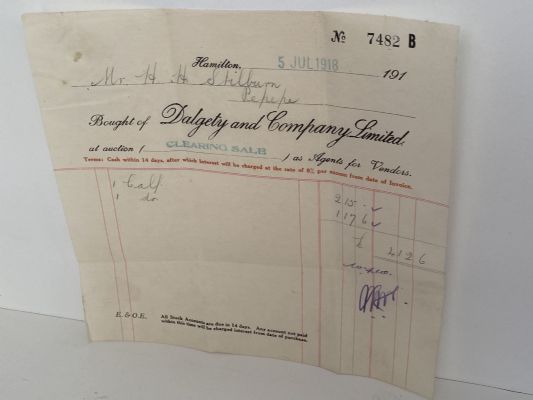 OLD INVOICE: Dalgety and Company Ltd - Stock Agents, Hamilton 1918 (104 yo)
