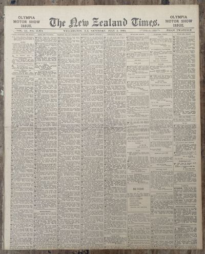 OLD NEWSPAPER: The New Zealand Times - Olympia Motor Show, 5 July 1924