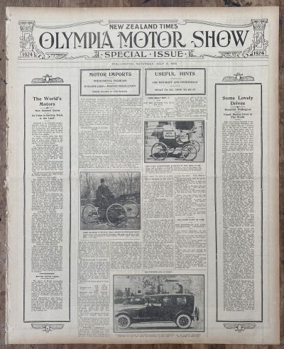 OLD NEWSPAPER: The New Zealand Times - Olympia Motor Show, 5 July 1924