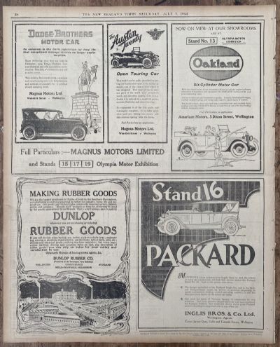 OLD NEWSPAPER: The New Zealand Times - Olympia Motor Show, 5 July 1924