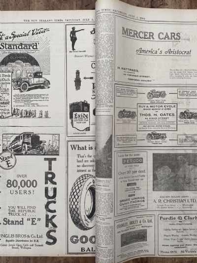 OLD NEWSPAPER: The New Zealand Times - Olympia Motor Show, 5 July 1924