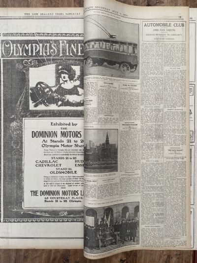 OLD NEWSPAPER: The New Zealand Times - Olympia Motor Show, 5 July 1924