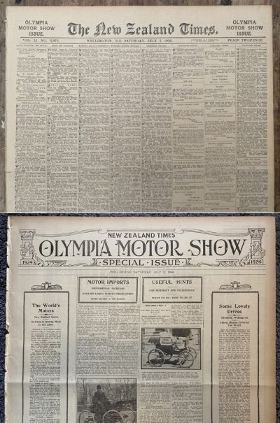 OLD NEWSPAPER: The New Zealand Times - Olympia Motor Show, 5 July 1924