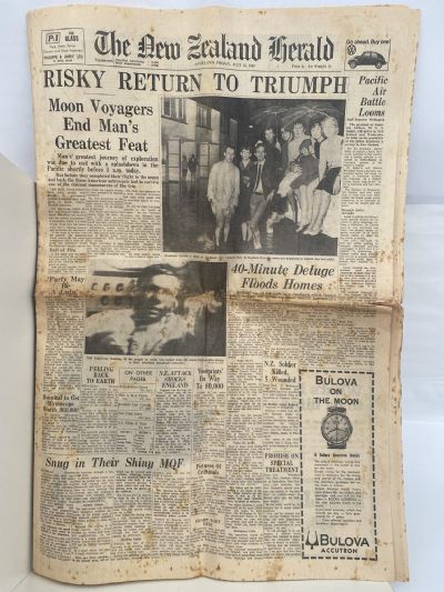 OLD NEWSPAPER : The New Zealand Herald, July 25th 1969 - Moon Landing Special