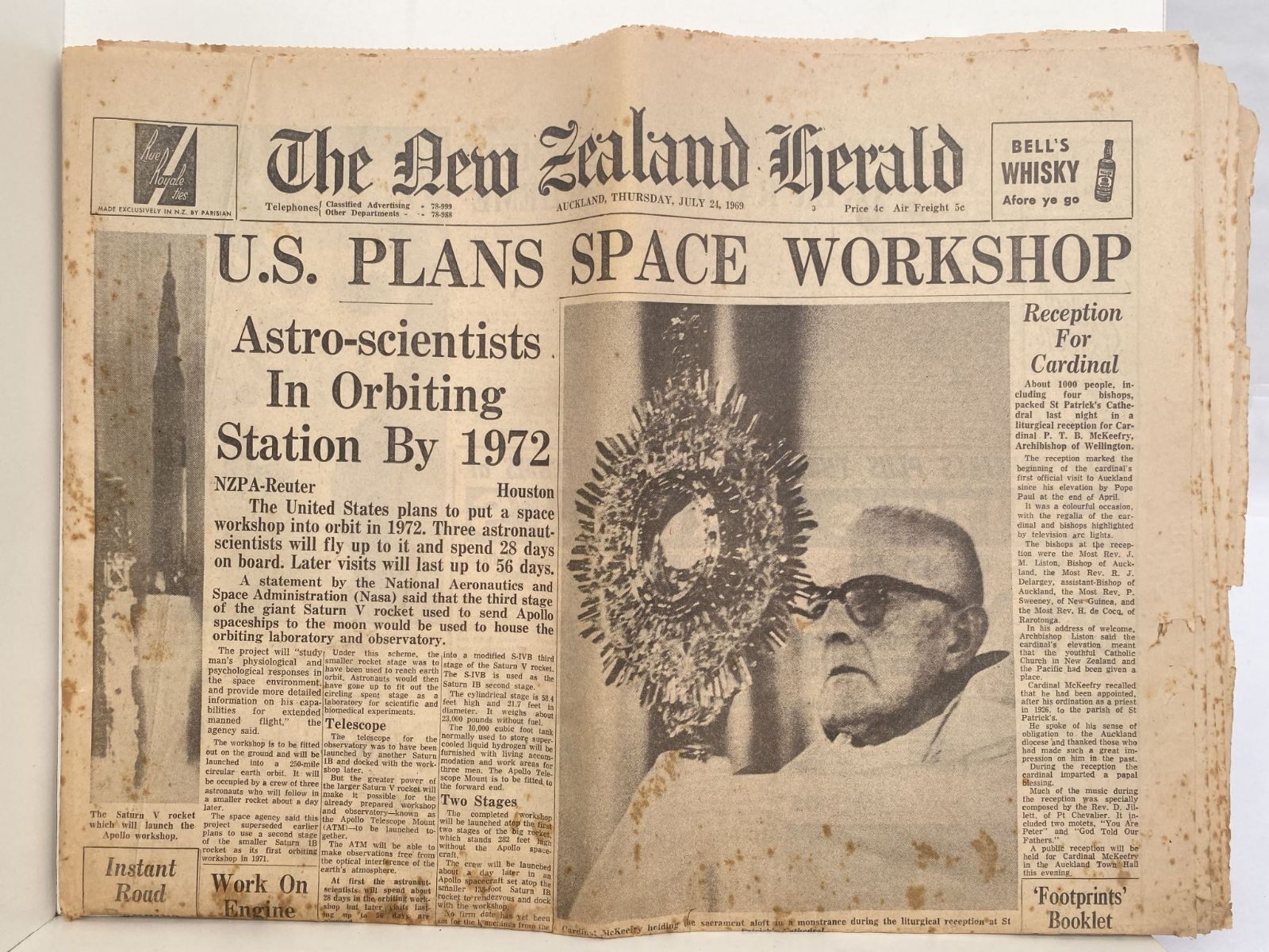 OLD NEWSPAPER: The New Zealand Herald, July 24th 1969 - Moon Landing Special