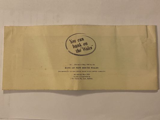 OLD BANKING MEMORABILIA: Bank of New South Wales, Est 1817