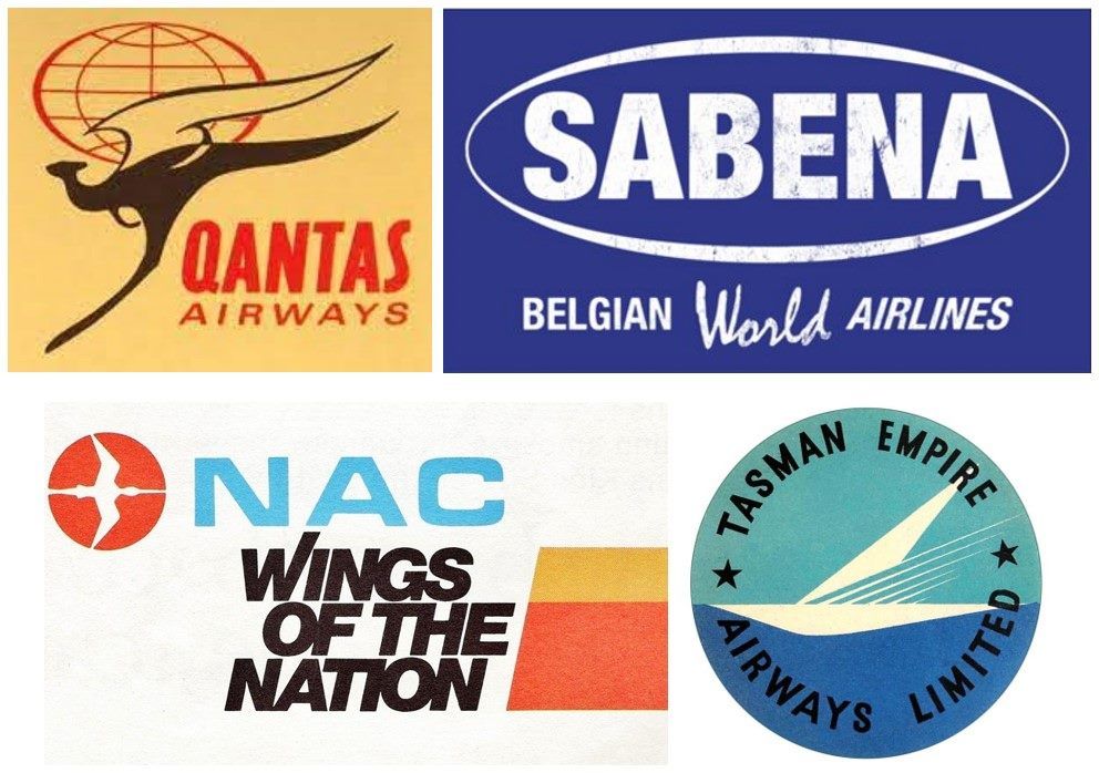 AVIATION MEMORABILIA: Vintage TEAL / NAC / Air NZ / Qantas / Sabena 1958 - 1970s