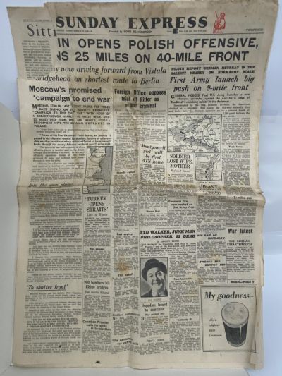 OLD WARTIME NEWSPAPER: Sunday Express, 14 January 1945