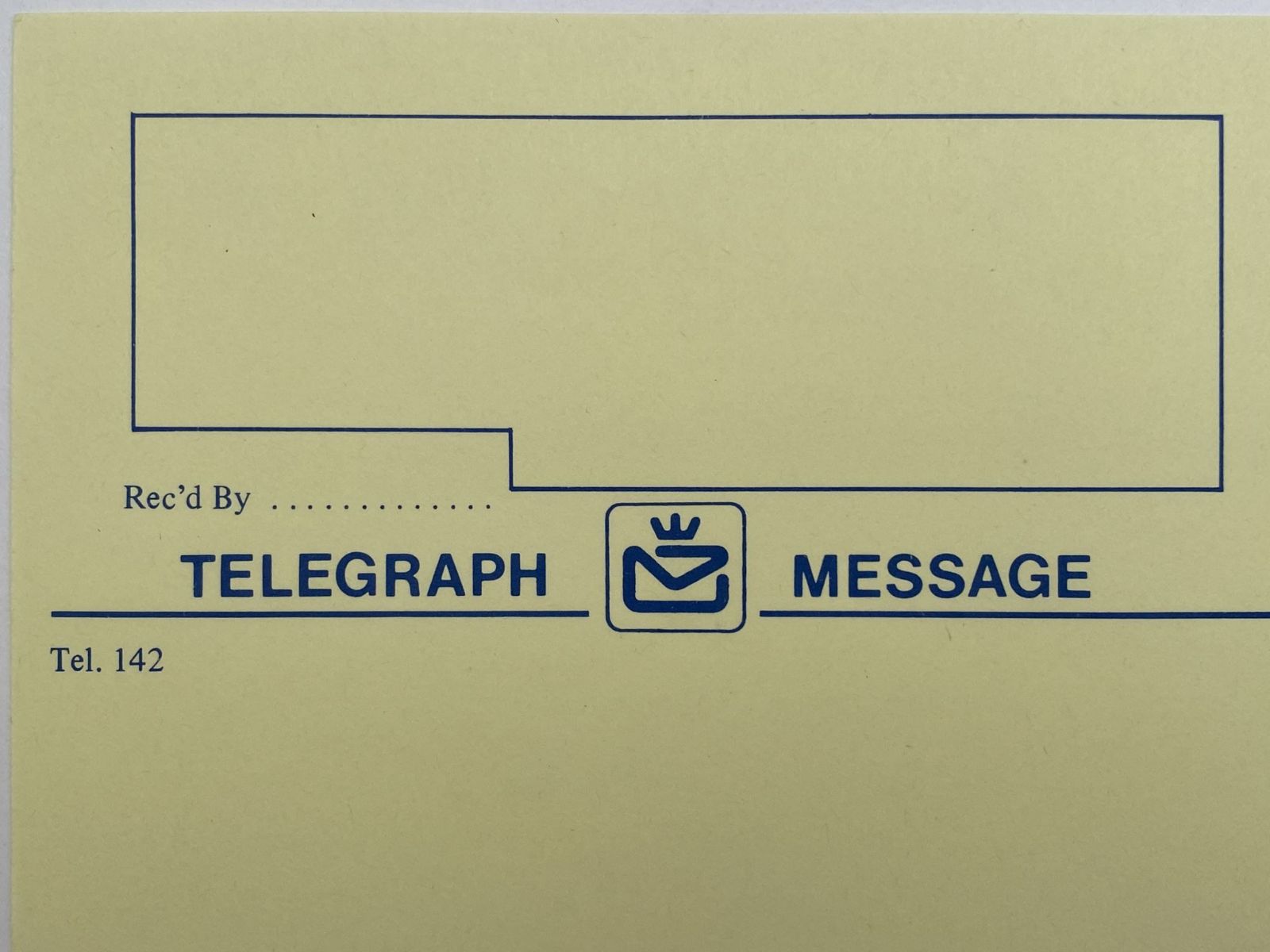 OLD TELEGRAM: Blank form from New Zealand Post Office 1984