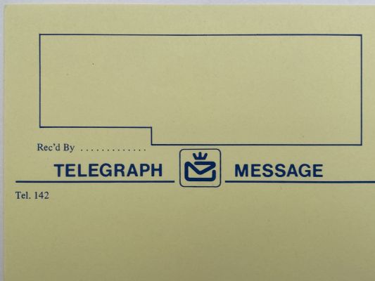 OLD TELEGRAM: Blank form from New Zealand Post Office 1984 