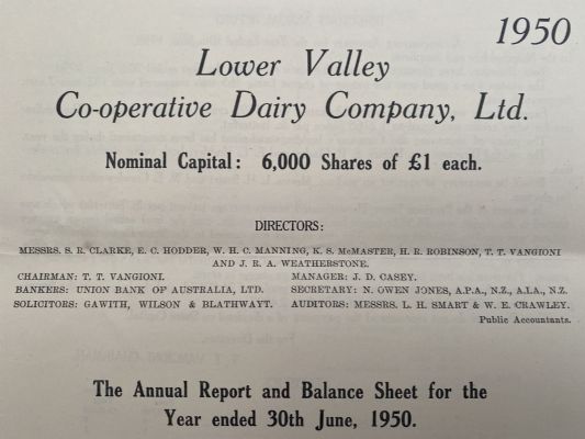 LOWER VALLEY CO-OP DAIRY COMPANY Ltd - Annual Report 1950 