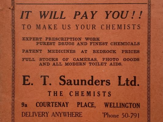 OLD PHOTO WALLET: from E.T. Saunders Ltd - The Chemists, Wellington 1960s 