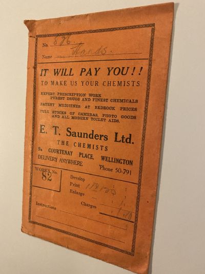 OLD PHOTO WALLET: from E.T. Saunders Ltd - The Chemists, Wellington 1960s