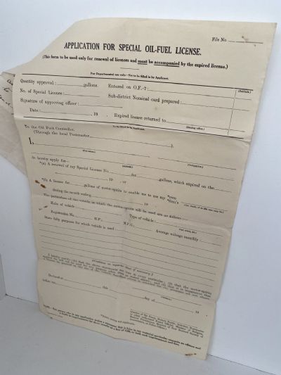 OLD DOCUMENT: NZ Government Application for special Oil-fuel License 1941