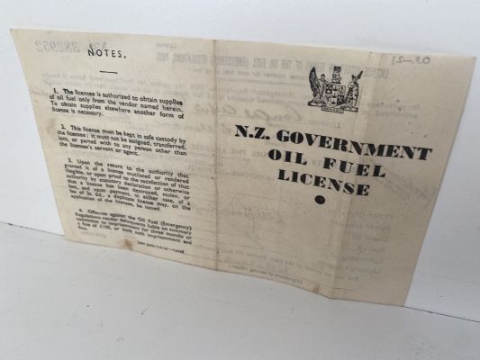 OLD DOCUMENT: NZ Government Application for special Oil-fuel License 1941