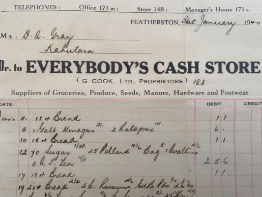 OLD INVOICE: Everybody's Cash Store, Featherson - Grocers, Produce, Seeds 1940 