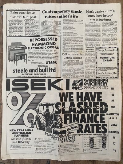 OLD NEWSPAPER: Wairarapa Times- Age, Masterton - 15 February 1984