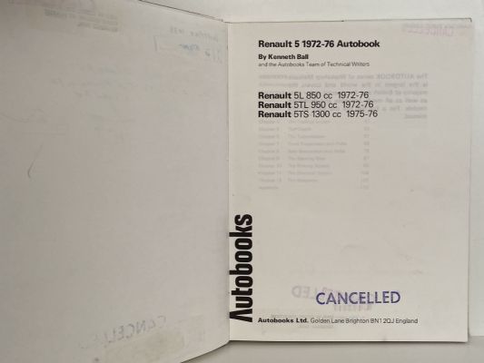 RENAULT 5L, 5TL, 5TS 1972 to 1976 - Owners Workshop Manual / Autobook 739