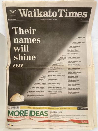 OLD NEWSPAPER: Waikato Times, 25 November 2010 - Pike River Mine Disaster